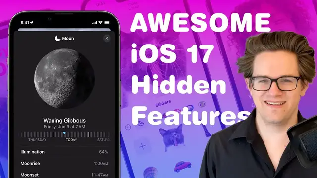 'Video thumbnail for 10 Awesome Hidden Features Coming in iOS 17'