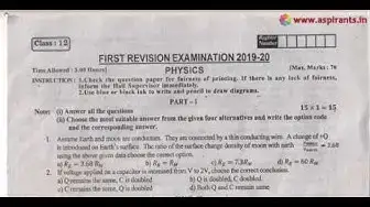 Video thumbnail for 12th Physics First Revision Question Paper 2019-20 | Villupuram District | English Medium