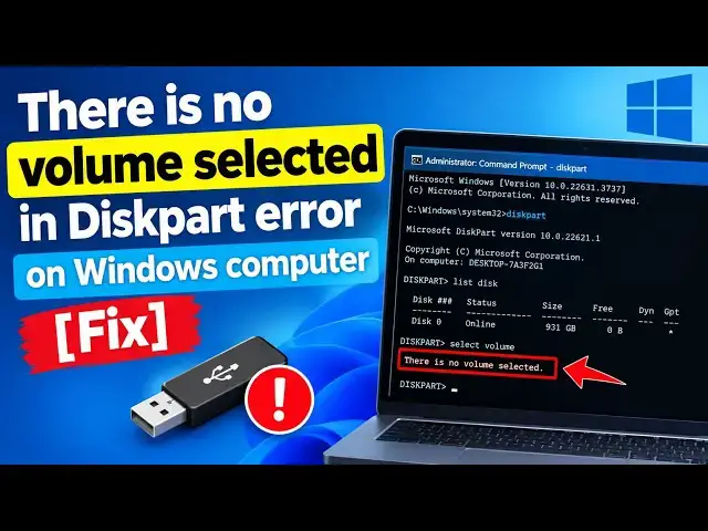 Video thumbnail for There is no volume selected in Diskpart error on Windows computer [Fix]