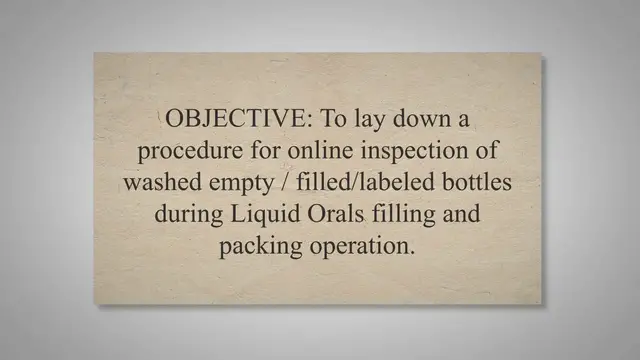 Video thumbnail for SOP on Online inspection of Washed empty / filled/ labeled bottles