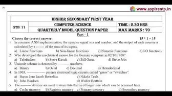 Video thumbnail for 11th Computer Science Quarterly Exam Model Question Paper 2018-19 | Nagai District | English Medium