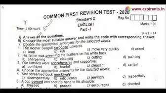 Video thumbnail for 10th English First Revision Question Paper 2019-20 | Thoothukudi District | Team Aspirants