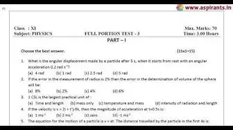 Video thumbnail for 11th Physics Half Yearly 2019-20 Model Question Paper-3 | English Medium | Team Aspirants
