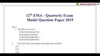 Video thumbnail for 12th EMA Quarterly Exam Model Question Paper 2019-20 | English Medium | Team Aspirants