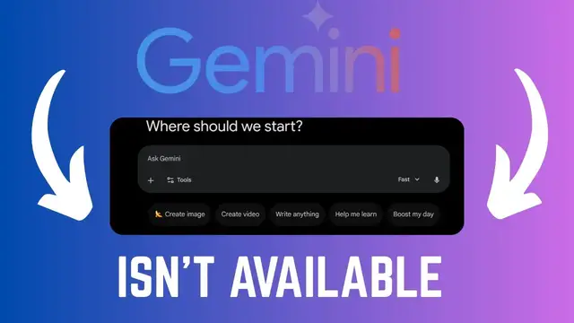 Video thumbnail for How To Fix Gemini Isn't Available While Generating Chats