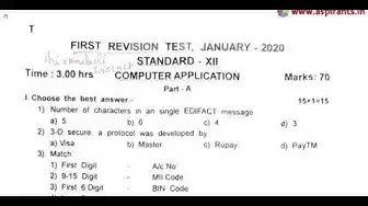 Video thumbnail for 12th Computer Application First Revision Question Paper 2019-20|Tirunelveli District|English Medium