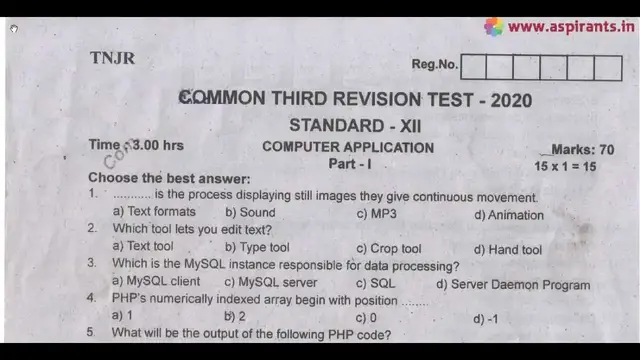 Video thumbnail for 12th Computer Applications Third Revision Question Paper 2019-2020|Thanjavur District|English Medium