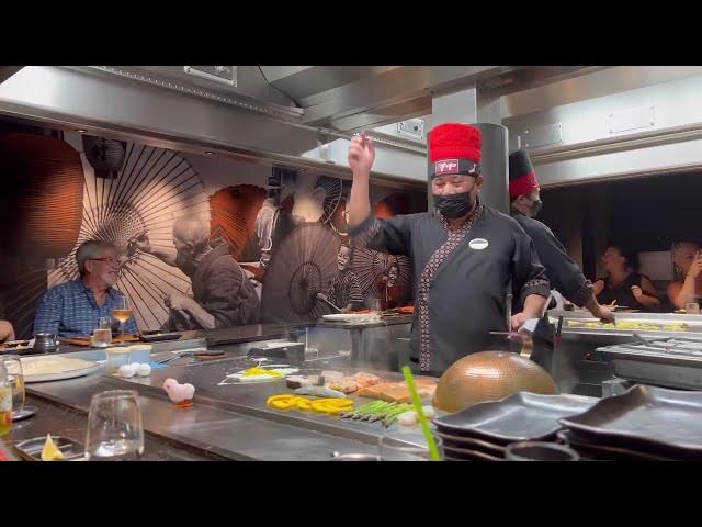 Video thumbnail for Day 8 MSC Seashore Teppanyaki Dining Adventure | Live Cooking & Luxury Cruise Food!