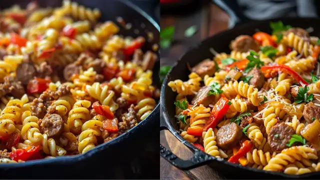Video thumbnail for Philly Cheesesteak Pasta Skillet Recipe: A Comforting Culinary Creation