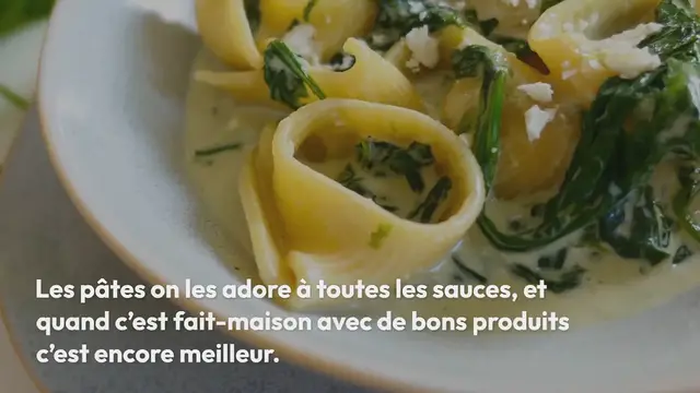 'Video thumbnail for Pâtes aux épinards et fromage de chèvre'