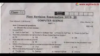 Video thumbnail for 11th Computer Science First Revision Question Paper 2019-20 | Villupuram District | English Medium