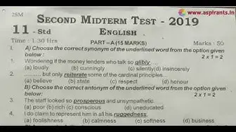 Video thumbnail for 11th English 2nd MidTerm Question Paper 2019-20 | Dharmapuri District | Team Aspirants