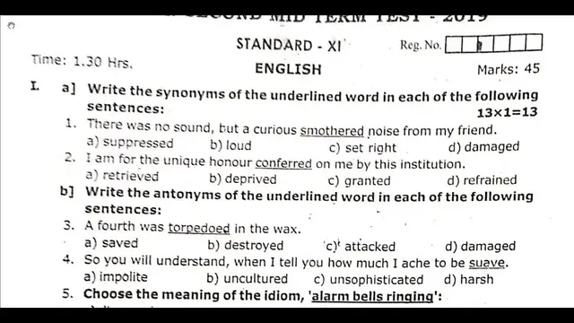 Video thumbnail for 11th English 2nd MidTerm Question Paper 2019-20 | Kanchipuram District | Team Aspirants