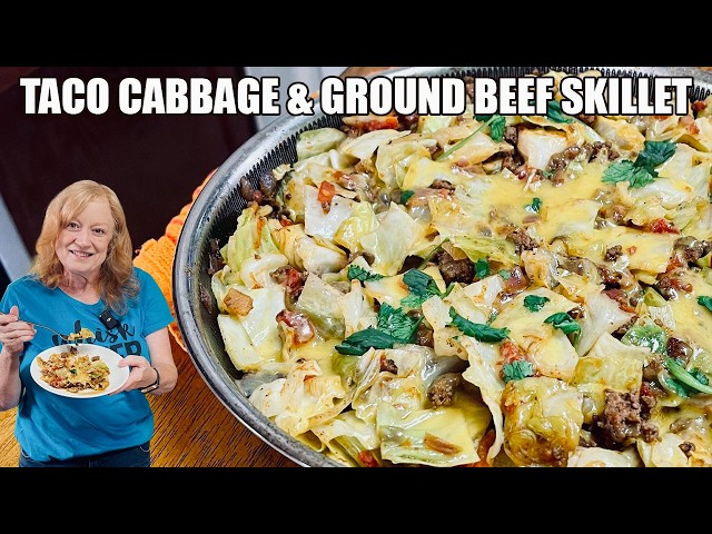 Video thumbnail for TACO CABBAGE AND GROUND BEEF SKILLET