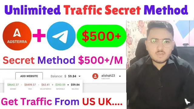 'Video thumbnail for Adsterra Unlimited Traffic Method Earn $500 Every Month | Adsterra Earning Trick 2023 Secret Method'