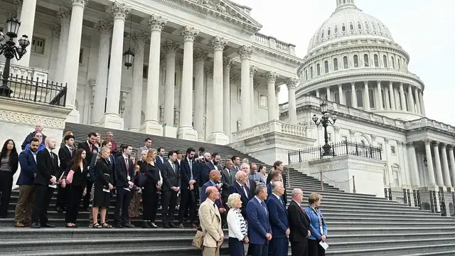Video thumbnail for US: Memorial ceremony held outside US Capitol to mark 25th anniversary of 9/11 attacks.