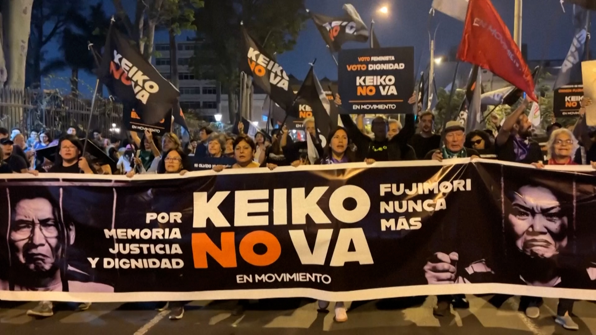 Video thumbnail for Thousands of Peruvians protest Keiko Fujimori's presidential run