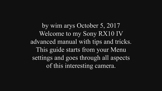 Video thumbnail for Sony RX10 IV settings, tips and tricks
