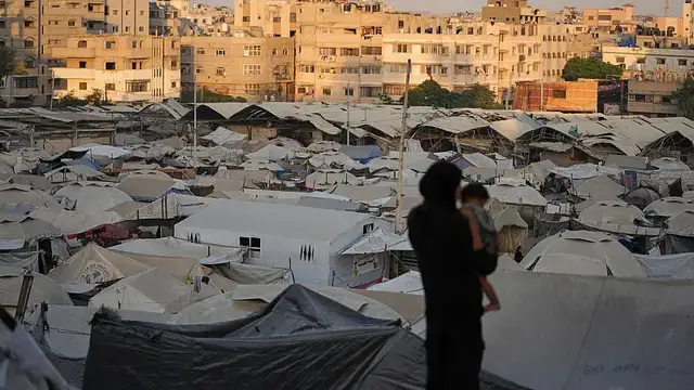 'Video thumbnail for Gaza troupe rehearses daily in shadow of bombing and displacement'