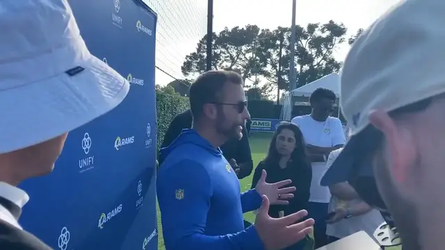 'Video thumbnail for Los Angeles Rams Head Coach Sean McVay on What to Expect From Offense in Joint Practices and Desjuan Johnson'