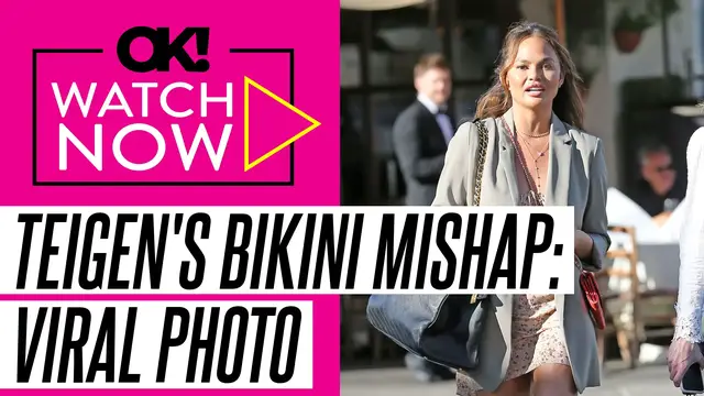 Video thumbnail for Chrissy Teigen Almost Has a Wardrobe Malfunction in Busty Black Bikini During Family's Getaway: Photo