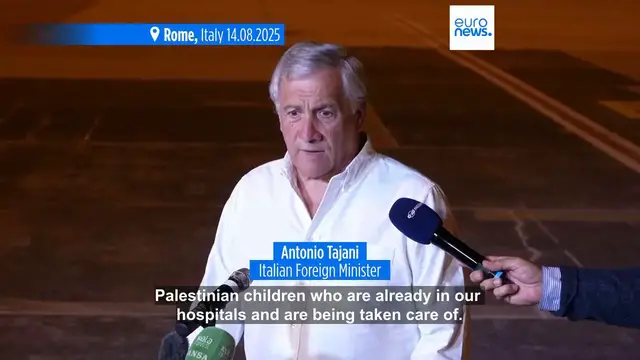 'Video thumbnail for Italy evacuates more than 100 Palestinians from Gaza, including 31 children'
