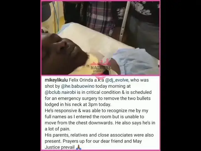 'Video thumbnail for DJ EVOLVE: AT THE HOSPITAL: AFTER BEING SHOT BY BABU OWINO b club kenya'