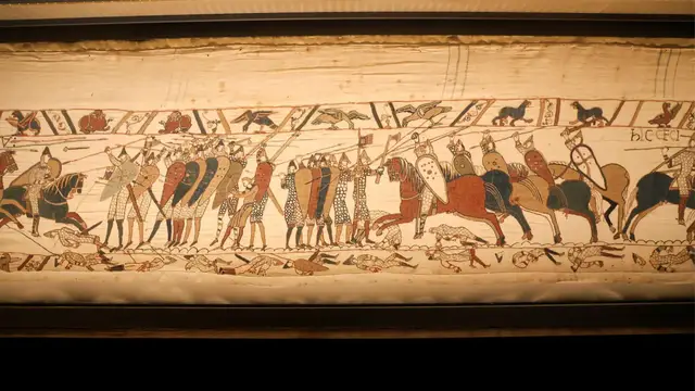 'Video thumbnail for France’s Bayeux Tapestry loan to UK sparks outcry over to 900-year-old artefact'