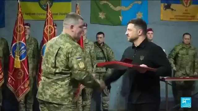 Video thumbnail for Zelensky visits troops as Ukraine claims gained ground near key city