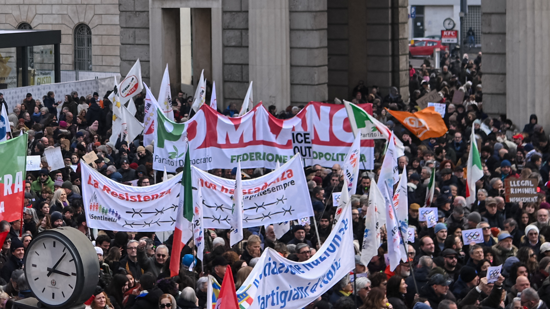 Video thumbnail for 'No ICE in Italy': Hundreds protest Winter Olympic deployment