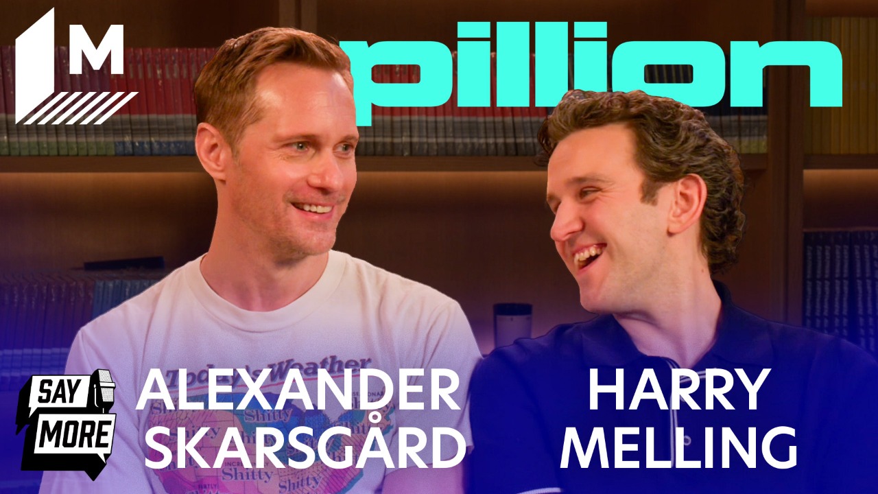 Video thumbnail for Alexander Skarsgård and Harry Melling reveal the hardest part of making the hot, queer romance 'Pillion'