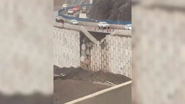 Video thumbnail for Chile: Heavy rain damages roads in Chile's Iquique as flooding hits northern region.