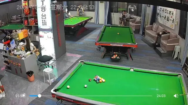 Video thumbnail for Cue Ball Crashes Through Monitor During Billiards Game!