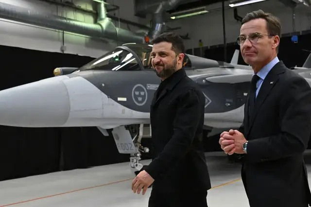 'Video thumbnail for Zelenskyy checks out Gripen fighter jets Ukraine buying from Sweden'