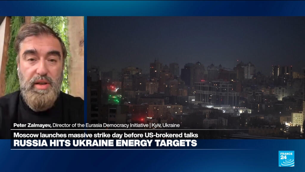 Video thumbnail for Russia engaging in 'brinkmanship' ahead of peace talks, 'resumed bombing Ukraine's energy systems'