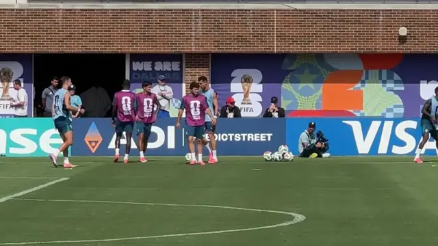 Video thumbnail for US: Portugal hold final training session ahead of World Cup match against Spain.