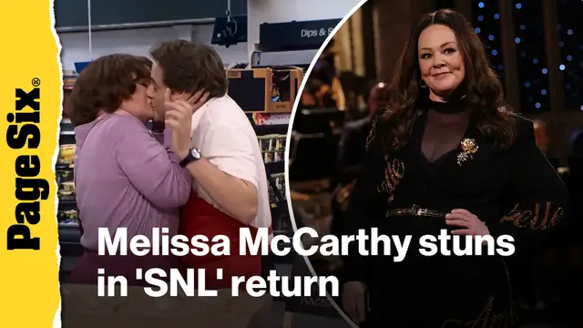 Video thumbnail for Melissa McCarthy's big return to 'SNL,' Sarah Sherman plays viral drunk raccoon