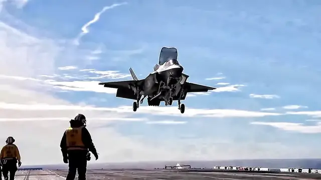 'Video thumbnail for 1st Time F-35B Strike Fighters Operate On USS Tripoli'