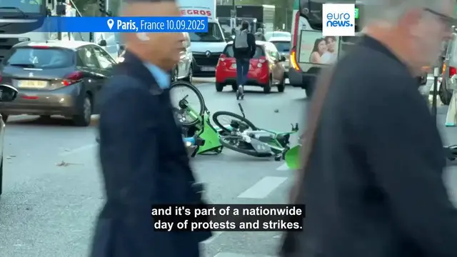 'Video thumbnail for 200,000 protesters take to streets in 'Block Everything' protest as France's new PM faces first test'