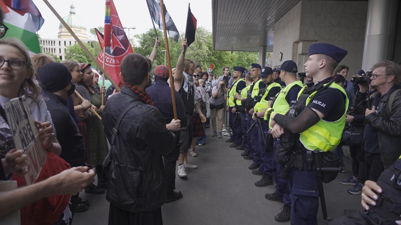 Video thumbnail for Warsaw Protests Israeli Security Conference Accused of Whitewashing War Crimes.