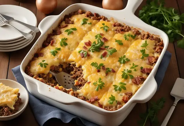 Video thumbnail for Cheesy Bacon Burger Casserole Cravings