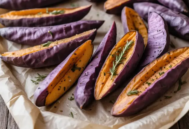 Video thumbnail for Roasted Purple Sweet Potatoes