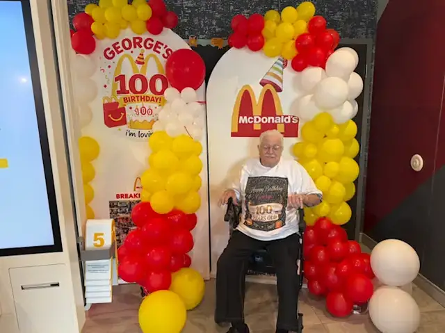 Video thumbnail for 100-year-old World War II veteran surprised with birthday celebration at Putnam County McDonald's