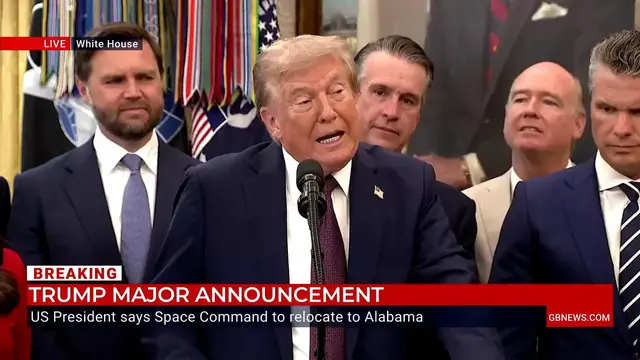 'Video thumbnail for WATCH: Donald Trump announces relocation of Space Command HQ to 'Rocket City' Alabama'
