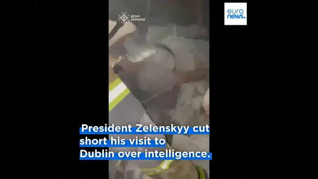 Video thumbnail for Russian missile and drone strikes kill 18 in Kyiv after Zelenskyy warns of massive attack