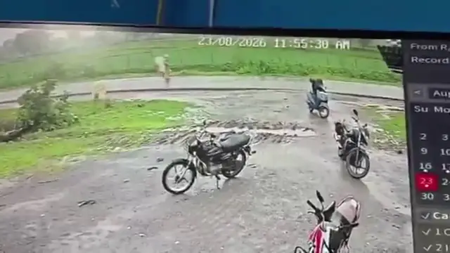 Video thumbnail for India: Woman struck by lightning while returning home from work, sudden weather tragedy claims her life.