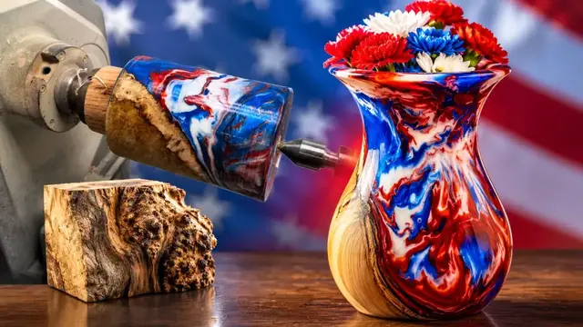Video thumbnail for I Made a 4th of July Resin Vase!