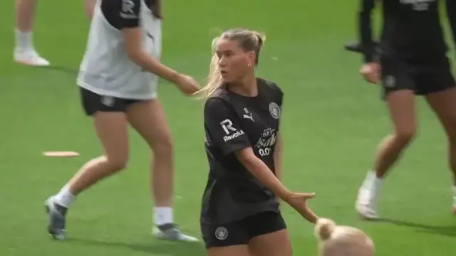 'Video thumbnail for Man City women train in front of fans ahead of new WSL season'
