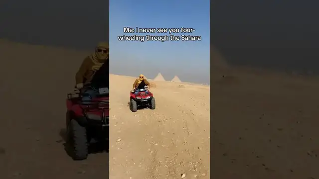 Video thumbnail for Funny ATV Ride in Sahara Desert Near Pyramids