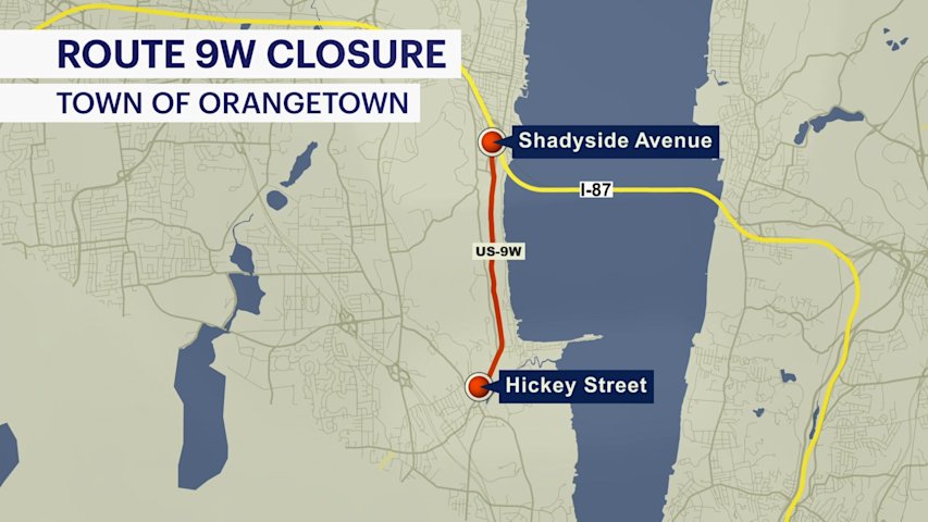 Video thumbnail for Roadwork shuts down stretch of Route 9W in Rockland County causing delays for drivers